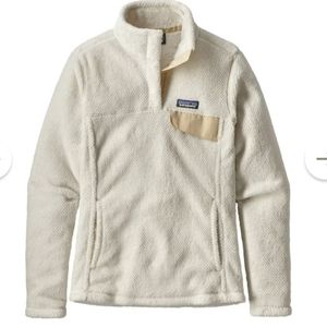 Patagonia Fleece White Re-Tool Snap-T Pullover w/ Pocket Womens Large